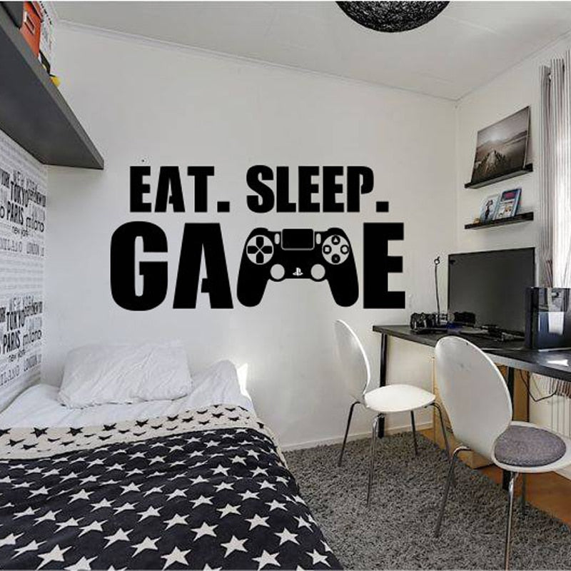 Gamer wall decal Eat Sleep Game wall decal Controller video game wall decals Customized For Kids Bedroom Vinyl Wall Art A1-011