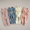 2019 Baby Summer Clothing Toddler Kid Baby Girl Ruffle Bib Pants Romper Overalls Cotton Outfits Solid Backless Clothes 0-3T