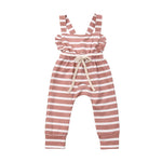 2019 Baby Summer Clothing Toddler Kid Baby Girl Ruffle Bib Pants Romper Overalls Cotton Outfits Solid Backless Clothes 0-3T