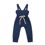 2019 Baby Summer Clothing Toddler Kid Baby Girl Ruffle Bib Pants Romper Overalls Cotton Outfits Solid Backless Clothes 0-3T