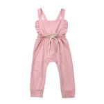 2019 Baby Summer Clothing Toddler Kid Baby Girl Ruffle Bib Pants Romper Overalls Cotton Outfits Solid Backless Clothes 0-3T