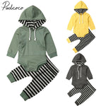 2019 Baby Spring Autumn Clothing Toddler Baby Boy Clothes Hooded Tops Long Sleeve Romper Striped+Long Pants Pocket Outfits