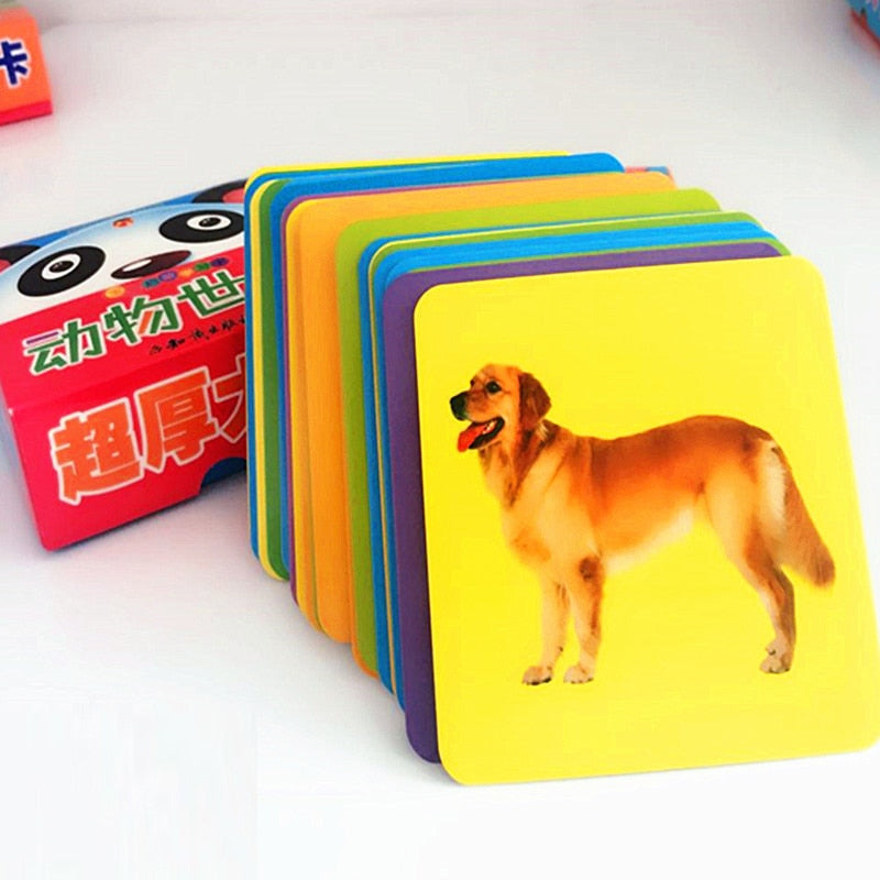 Baby Enlightenment Early 3D educational toys Cognitive Card Animals Lion Tiger Panda Cards Montessori Materials English Games