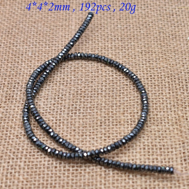 Natural Stone Special-shaped Square Black Hematite beads Flat Round Loose beads For Necklace Bracelet Women Men Jewelry DIY