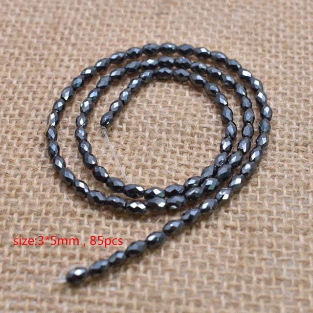 Natural Stone Special-shaped Square Black Hematite beads Flat Round Loose beads For Necklace Bracelet Women Men Jewelry DIY