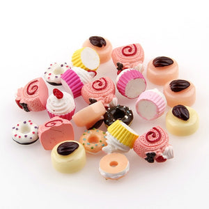 20PC Mix  Cake  Doughnut  Macaron Resin Flatback Flat Back Cabochon Kawaii  Decoration Miniature Resin Cream Bread Food For DIY