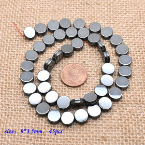 Natural Stone Special-shaped Square Black Hematite beads Flat Round Loose beads For Necklace Bracelet Women Men Jewelry DIY