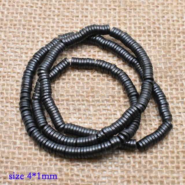 Natural Stone Special-shaped Square Black Hematite beads Flat Round Loose beads For Necklace Bracelet Women Men Jewelry DIY