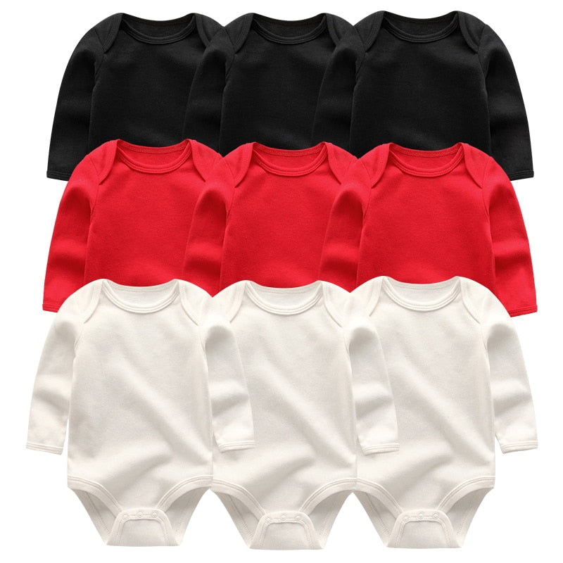 Solid color Baby Rompers Cute 3pcs/lots Newborn Baby Girls boys Clothes Long Sleeve Cotton Baby Jumpsuit Clothing