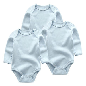 Solid color Baby Rompers Cute 3pcs/lots Newborn Baby Girls boys Clothes Long Sleeve Cotton Baby Jumpsuit Clothing