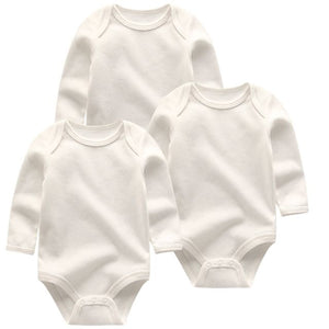 Solid color Baby Rompers Cute 3pcs/lots Newborn Baby Girls boys Clothes Long Sleeve Cotton Baby Jumpsuit Clothing