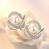 Upscale 925 Sterling Silver Earrings Zircon Pearl Twist Luxury Stud Earrings For Women brincos pendientes bijoux