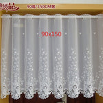 Countryside Half-curtain Luxurious Embroidered Window Valance Lace Hem Coffee Curtain for Kitchen Cabinet Door A-114