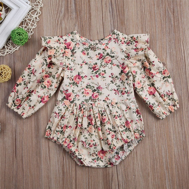 2020 Brand New Toddler Infant Newborn Baby Girls Kids Long Butterfly Sleeve Romper Outfits Playsuit Jumpsuit Floral Clothes 0-3Y