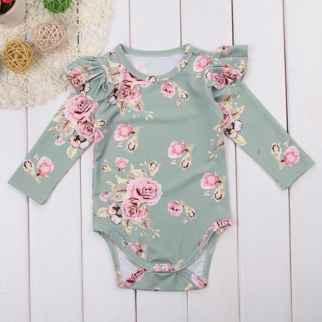 2020 Brand New Toddler Infant Newborn Baby Girls Kids Long Butterfly Sleeve Romper Outfits Playsuit Jumpsuit Floral Clothes 0-3Y