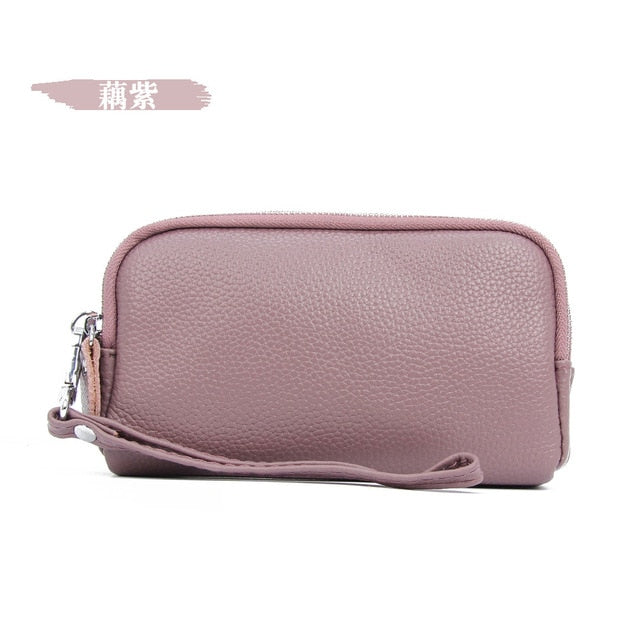 CICICUFF Genuine Leather Women Wallet Large Capacity Three Layers Zipper Cellphone Pouch Coin Purse Female Wrist Bag Clutch New