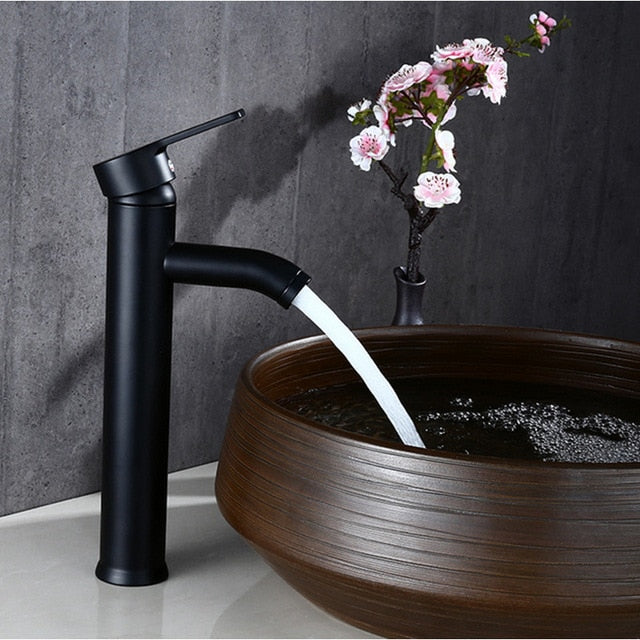 Free Shipping Biggers Black Color Stainless Steel Bathroom Basin Faucet Single Handle Cold And Hot Water Mixer