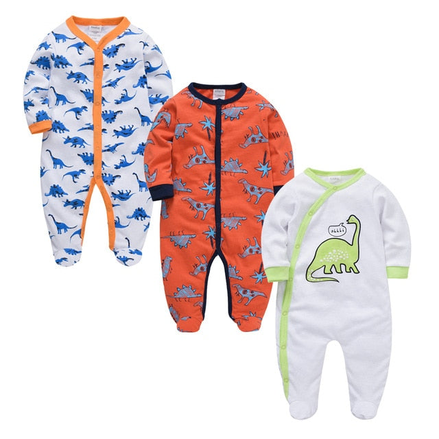 Kavkas 3 pcs/Lot Baby Girls בגדים אפוטום כותנה סרבל תינוקות יילוד Rompers 0-3 m שרוול ארוך roupa de bebe