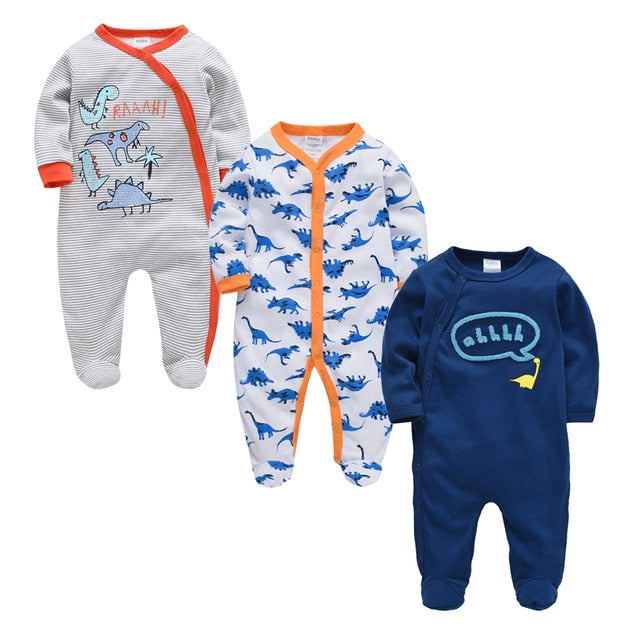 Kavkas 3 pcs/Lot Baby Girls בגדים אפוטום כותנה סרבל תינוקות יילוד Rompers 0-3 m שרוול ארוך roupa de bebe