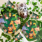 HUIRAN Jungle Animal Supplies Tableware Happy Birthday Party Decor Kids Boy Jungle Theme Party Safari Party Decor Green Forest