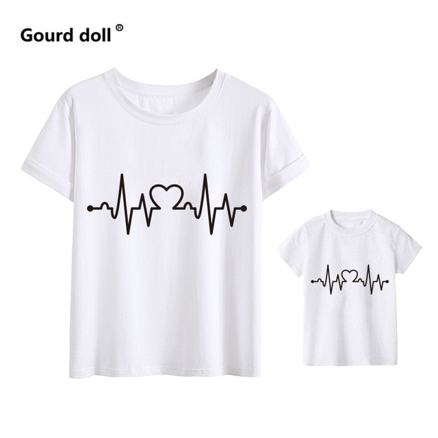 Heartbeat Love mommy and me clothes tshirt baby girl clothes matching family outfits look mom kids mother boys t shirts clothes