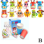 12pcs/set Kids Animals DIY handmade paper cups sticker material kit Children kindergarten school art craft Educational toys ZXH