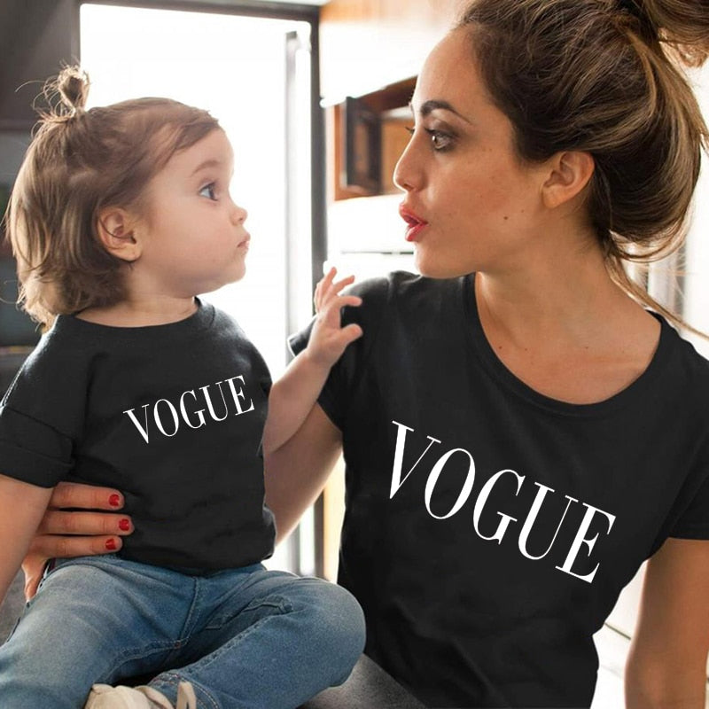 Baby boy clothes vogue mommy and me clothes tshirt Cotton baby girl clothes mother Kids&Woman Funny family look matching Tshirt