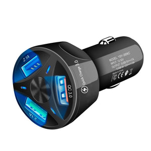 מטען USB לרכב מטען מהיר 3.0 4.0 אוניברסלי 18W טעינה מהירה במכונית 3 יציאה מטען לטלפון נייד עבור סמסונג s10 iPhone 11 7