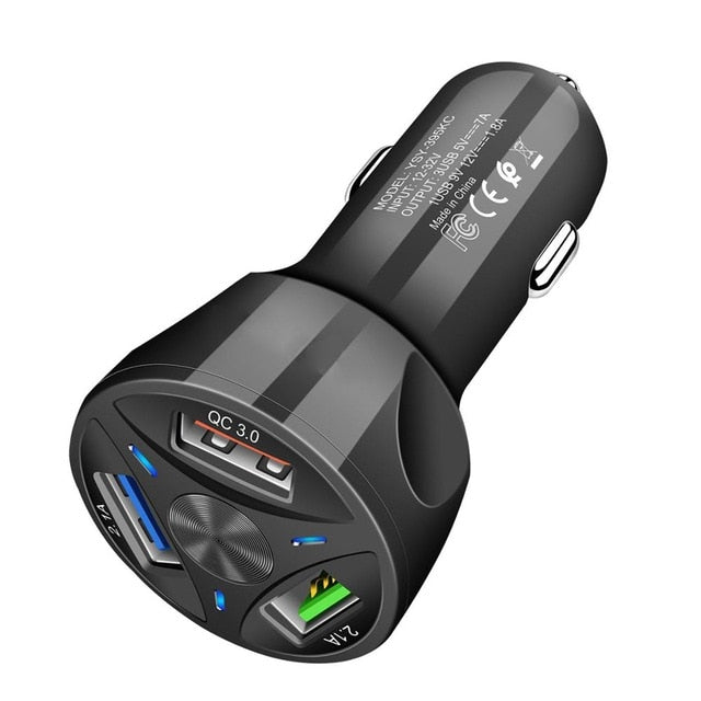 מטען USB לרכב מטען מהיר 3.0 4.0 אוניברסלי 18W טעינה מהירה במכונית 3 יציאה מטען לטלפון נייד עבור סמסונג s10 iPhone 11 7