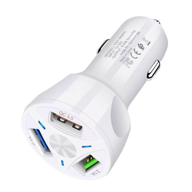 מטען USB לרכב מטען מהיר 3.0 4.0 אוניברסלי 18W טעינה מהירה במכונית 3 יציאה מטען לטלפון נייד עבור סמסונג s10 iPhone 11 7