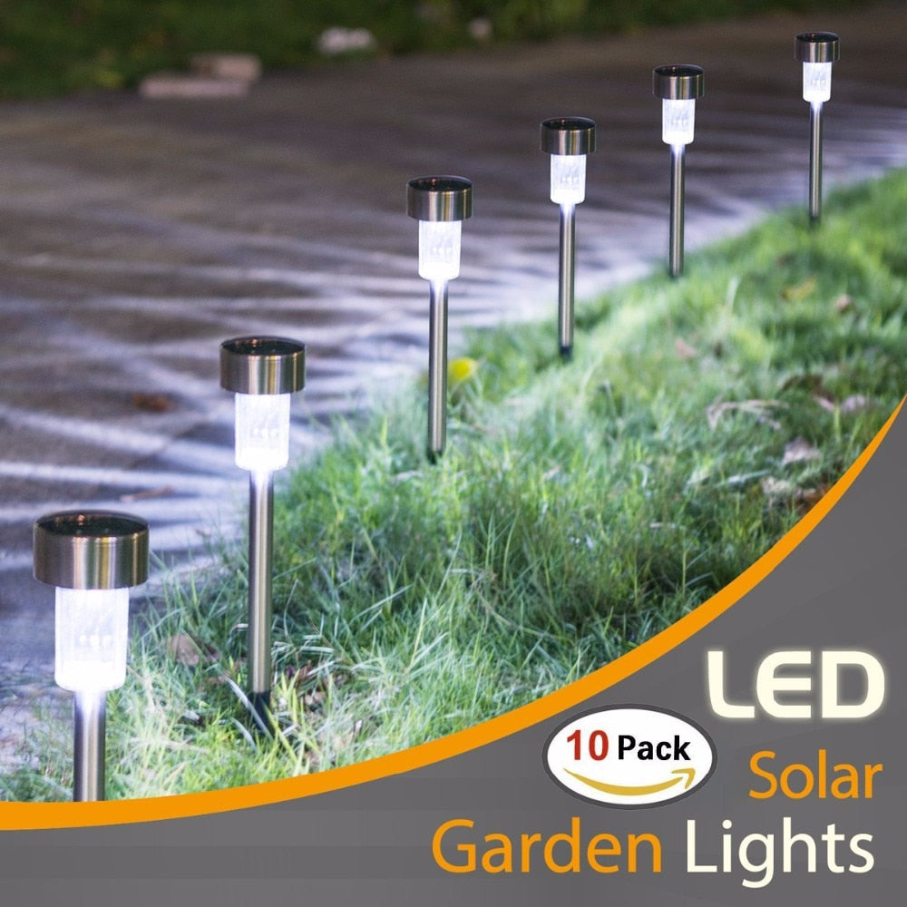 10 יחידות אורות שמש חיצוני LED מסלול גן גן אור לבן חם / אור נוף מרובה לדשא / פטיו / חצר / שביל