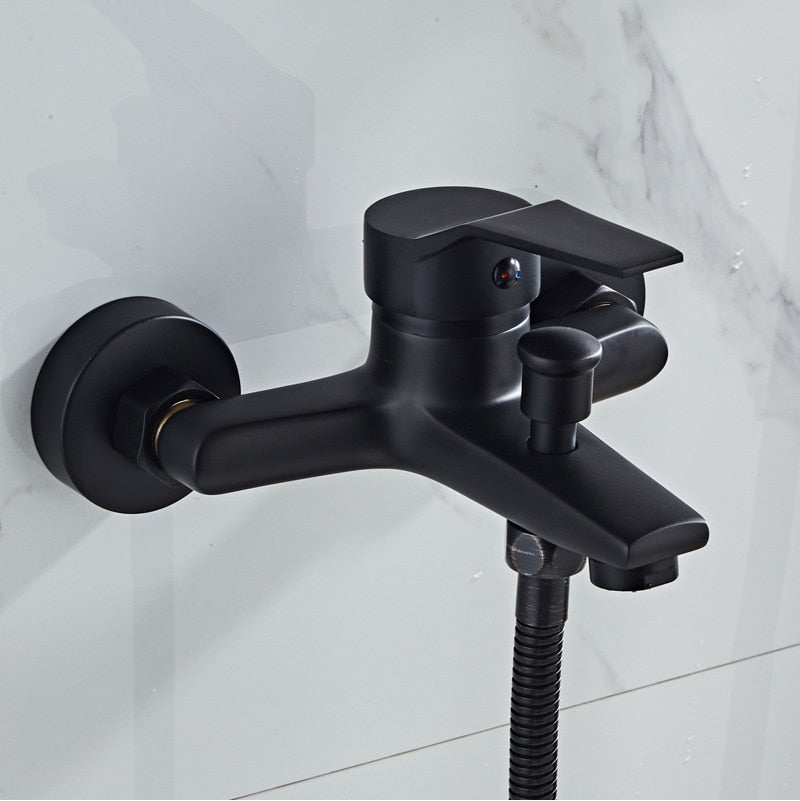 Matte Black Shower Faucets Wall Mount Bathroom Shower Faucets Bathtub Faucet Mixer Tap Shower Mixer Valve Control Valve