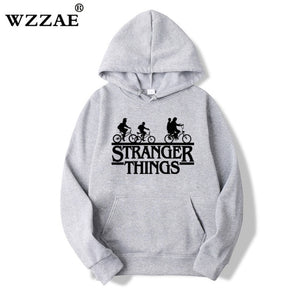 2019 Trendy Faces Stranger Things Hooded Mens Hoodies and Sweatshirts Oversized for Autumn with Hip Hop Winter Hoodies Men Brand