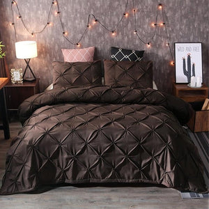 Luxury Pinch Pleat Black Bedding Comforter Bedding Sets Bed Linen Duvet Cover Set Bedding Queen King Size Bedclothes Bed Set