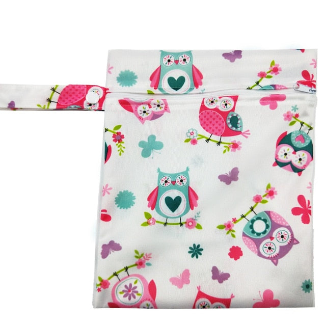 Travel PUL Wet Bags Baby Waterproof Cloth Diaper Bag Single Zipper Print Reusable Baby Nappy Wet Dry Bags Wetbags 25x20cm