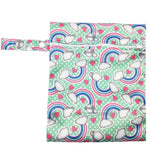 Travel PUL Wet Bags Baby Waterproof Cloth Diaper Bag Single Zipper Print Reusable Baby Nappy Wet Dry Bags Wetbags 25x20cm