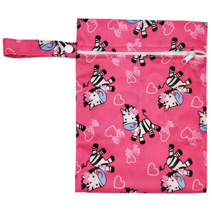 Travel PUL Wet Bags Baby Waterproof Cloth Diaper Bag Single Zipper Print Reusable Baby Nappy Wet Dry Bags Wetbags 25x20cm