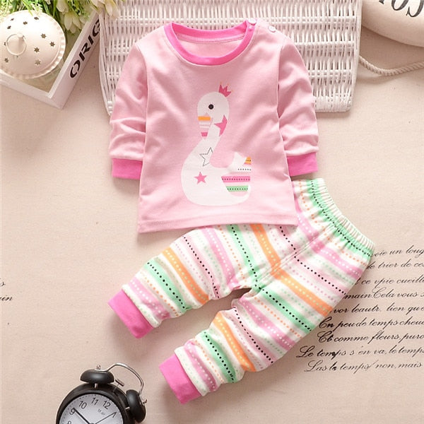 Baby Boys Clothes 2pcs Newborn Baby Girls Cartoon Clothing Autumn Winter Cartoon Cotton Shirt Baby Boy Clothes Set Long-Sleeved