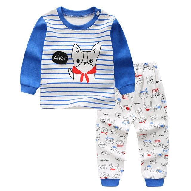 Baby Boys Clothes 2pcs Newborn Baby Girls Cartoon Clothing Autumn Winter Cartoon Cotton Shirt Baby Boy Clothes Set Long-Sleeved