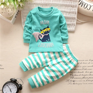 Baby Boys Clothes 2pcs Newborn Baby Girls Cartoon Clothing Autumn Winter Cartoon Cotton Shirt Baby Boy Clothes Set Long-Sleeved