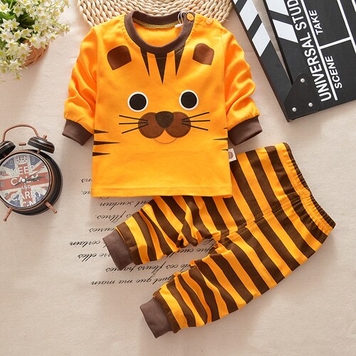 Baby Boys Clothes 2pcs Newborn Baby Girls Cartoon Clothing Autumn Winter Cartoon Cotton Shirt Baby Boy Clothes Set Long-Sleeved