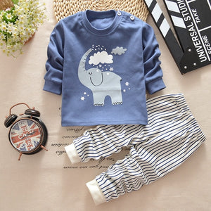 Baby Boys Clothes 2pcs Newborn Baby Girls Cartoon Clothing Autumn Winter Cartoon Cotton Shirt Baby Boy Clothes Set Long-Sleeved