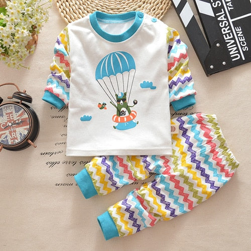 Baby Boys Clothes 2pcs Newborn Baby Girls Cartoon Clothing Autumn Winter Cartoon Cotton Shirt Baby Boy Clothes Set Long-Sleeved