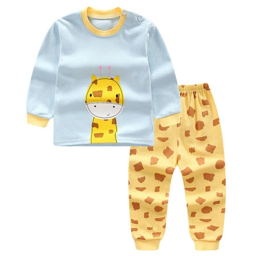 Baby Boys Clothes 2pcs Newborn Baby Girls Cartoon Clothing Autumn Winter Cartoon Cotton Shirt Baby Boy Clothes Set Long-Sleeved