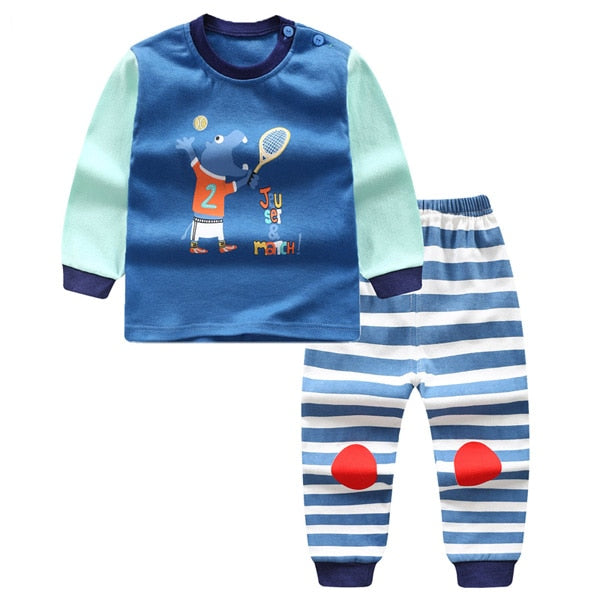 Baby Boys Clothes 2pcs Newborn Baby Girls Cartoon Clothing Autumn Winter Cartoon Cotton Shirt Baby Boy Clothes Set Long-Sleeved