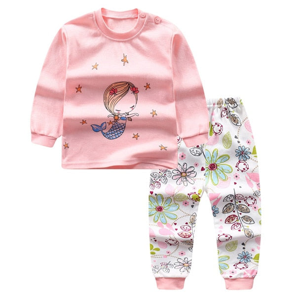 Baby Boys Clothes 2pcs Newborn Baby Girls Cartoon Clothing Autumn Winter Cartoon Cotton Shirt Baby Boy Clothes Set Long-Sleeved