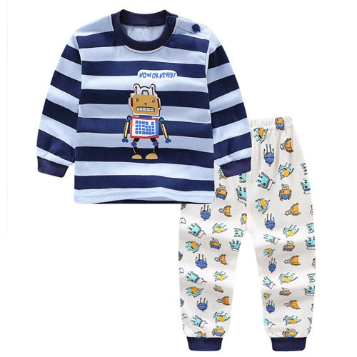 Baby Boys Clothes 2pcs Newborn Baby Girls Cartoon Clothing Autumn Winter Cartoon Cotton Shirt Baby Boy Clothes Set Long-Sleeved