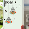 פרח צבעוני כלוב ציפורים מעופף ציפורים קיר מדבקת בית תפאורה יצירתי סלון מדבקות טפט חדר שינה חדר השינה