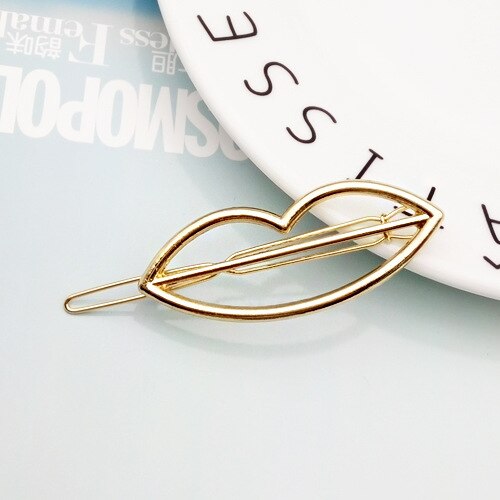 Hot Sale Women Fashion Hair Accessories Gold Silver Geometric Hairpins Elegant Barrettes Lips Hairgrips Hair Ornament Headbands