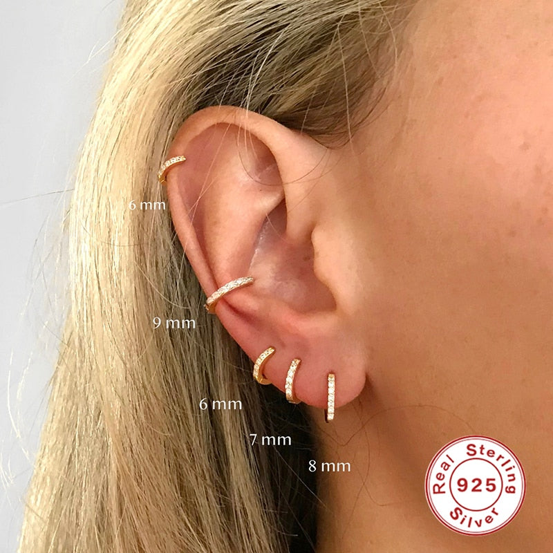 Roxi 925 Sterling Silver Earrings For Women/Men Small Hoop Earrings Ear Bone aros Tiny Ear Nose Ring Girl aretes ear hoops A30